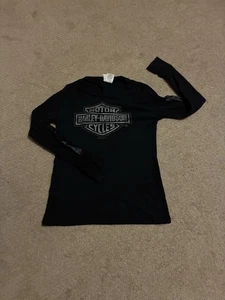 Damen Harley Davidson schwarzes Shirt L/S Smokin Winston Salem NC Smoky Mountains - Bild 1 von 12