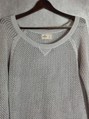 Hollister Open Crochet Y2K Knit Sweater Top Women's Sz Large Festival Boho Fairy - Image 1 of 4