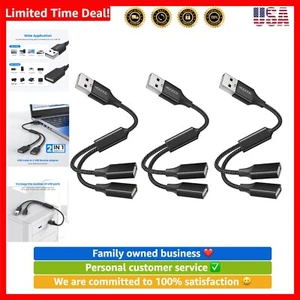 USB Splitter Cable USB y Splitter Adapter Dual USB 2.0 Power Cord Extension f... - Picture 1 of 7