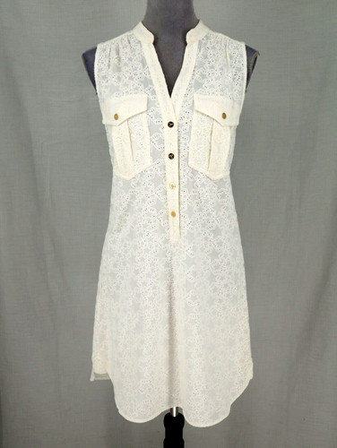 OFF WHITE Abito Trina Turk donna 4 off bianco occhielli fodera separata cambio spiaggia vacanze