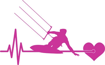 CUT AND PRINT Autoaufkleber Kite Surfen 025 Aufkleber StickerHerzschlag