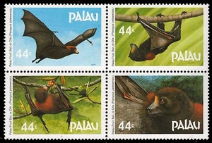 PALAU 125a - Palau Fruchtfledermaus "Pteropus pelewensis" Viererblock (pa21623) - Bild 1 von 1