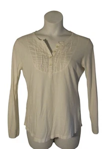 Banana Republic L White Knit Shirt Top Pleated Front Detail - Picture 1 of 3