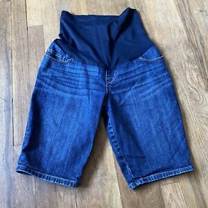 Liz Lange Maternity Dark Wash Denim Bermuda Jean Shorts 5 Pocket Women Sz XS/TP