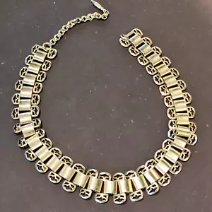collana girocollo vintage americana dorata maglia piatta vtg gold tone necklace - Foto 1 di 4