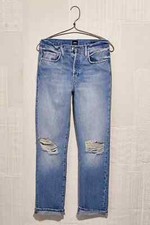 Free People Edwin Tash Straight Distressed Jeans, Blue, W26, RRP $228