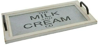 Tablett 56 x 35 cm Holz und Metall Vintage Look Shabby Stil - Bild 1 von 3