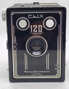Clix 120 Box Camera Mfg Metropolitan Ind. Chicago, Shutter Spring Weak - Picture 1 of 11