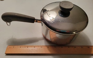 Revere Ware 1801 1 1/2 Qt. Sauce Pot with Lid Copper Bottom 94d Vintage USA - Picture 1 of 10