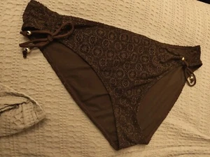 M&Co Brown Glitter Swimming Bottoms Size 18 Side Tie Bikini Pants Fully Lined - Picture 1 of 5