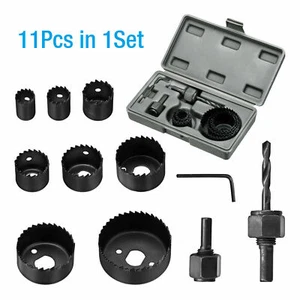Hole Saw Drill Bit Kit Mandrel 11pcs Set 3/4" to 2 1/2"Wood Sheet Metal Plastic - Picture 1 of 10