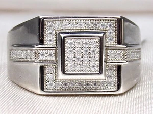 Men's Sterling Silver .925 Moissanite-.25 tcw Band Fine Ring-Size 11 - Picture 1 of 15