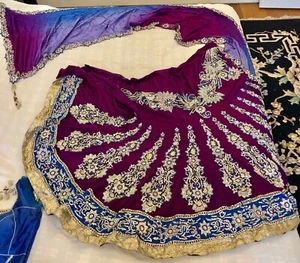 Indian Women Heavy Embroidery Bridal Lengha Choli Royal Blue Bridal Wedding Wear - Picture 1 of 12