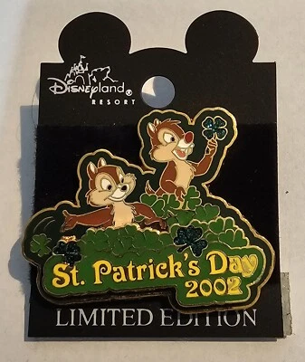  Булавки Chip & Dale Disney День Святого Патрика ОГРАНИЧЕННЫЙ ВЫПУСК КАК НОВЫЕ НА КАРТОНКЕ 2002  - Изображение 1 из 2