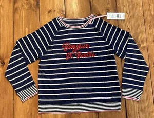 Vineyard Vines Bonjour St Barths”Navy&White Striped Dreamcloth Crewneck M(10-12) - Picture 1 of 6