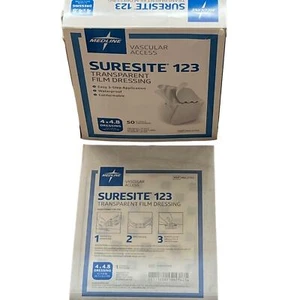 Medline Suresite 123 Transparent Film Dressing Sterile 4” x 4.8” Box of 45 - Picture 1 of 8