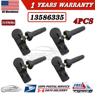 Set of 4 TPMS Tire Pressure Monitoring Sensors NEW For GM Chevy GMC 13586335 - Image 1 of 4