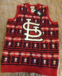 ST. LOUIS CARDINALS Baseball Ugly Christmas Holiday SMALL Sweater Vest MLB New - Picture 1 of 2