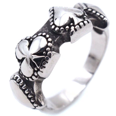 Vintage Poker Pattern Lucky Pinky Ring Titanium Spade Clubs Heart Diamond Ring - Image 1 of 4
