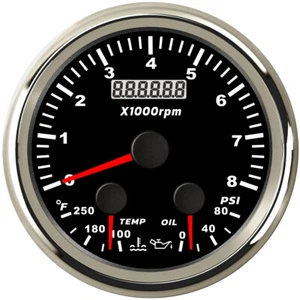 85mm 3 In 1 Multi-function Gauge Tachometer 0-8000RPM Water Temp Oil Press Gauge - Picture 1 of 3