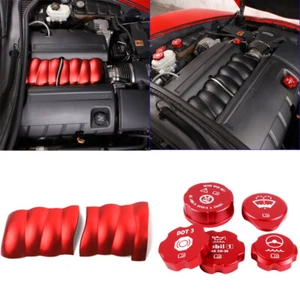 Red Aluminum Engine Intake Cover Trim Cover accessories For Corvette C6 2005-13 - Foto 1 di 24