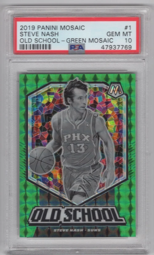 2019-20 Panini Mosaic Old School Mosaic Green #1 Steve Nash - PSA Gem Mint (10) - Image 1 of 1