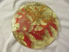 Vintage 8" Acrylic Fall Autumn Leaves Pine Needles Footed Trivet Hot Plate