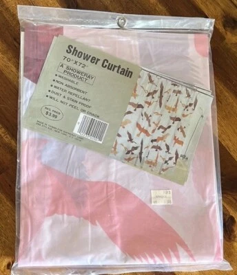 Cortina de Ducha de Vinilo SHOWERY Años 80/90 De Colección con PÁJAROS~NIP~Taiwán~70”x72”~**LEER** Foto 1 de 4