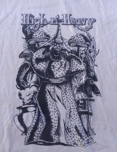 MAGLIETTA HIGH N' HEAVY MYSTIC WIZARD UOMO TAGLIA XL STONER ROCK METAL BAND BIANCA - Foto 1 di 10