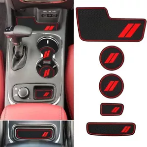 5x Alfombrillas de puerta rojas alfombrilla de puerta alfombrilla de taza accesorios para Dodge Durango 2014-2020 - Imagen 1 de 12