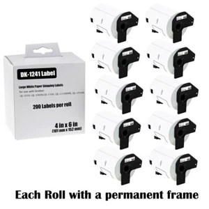 10Rolls 4"x6" Large White Paper Shipping Labels DK-1241 for Brother QL-1050 - Picture 1 of 12