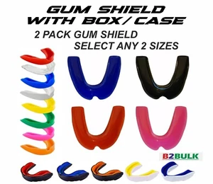 Boxing Mouth Guard Kids Adult Rugby MMA Gum Shiel Teeth Protection 2 pack & case - Picture 1 of 5