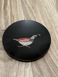 Hand Inlaid Couroc Quail Collector Plate With Stand COUROC IS UNIQUE 7Inch Diam. - Picture 1 of 4