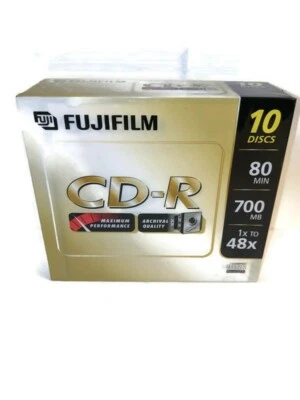 Fujifilm CD-R 10 Pack blank Recordable Compact Disk 80 Min NEW Sealed 700mb - Image 1 of 3