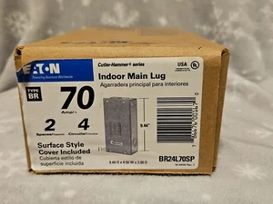 Eaton BR 70 Amp Indoor 2 Space 4 Circuit Main Lug Loadcenter w/ Cover BR24L70SP - Picture 1 of 3
