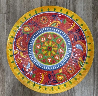 Bandeja para servir Pier 1 plato melamina 18” redonda colorida martillada nueva con etiquetas Foto 1 de 4