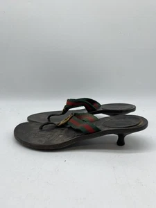 Gucci Women Brown Leather Sandals Size 7 - Picture 1 of 12