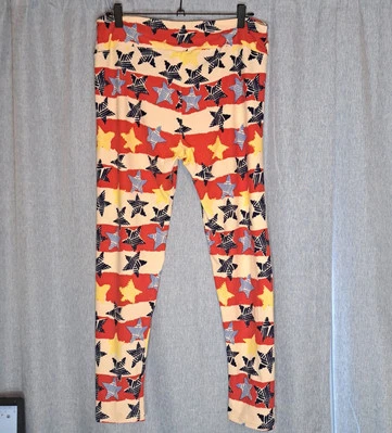 LuLaRoe Rojo Amarillo Azul Blanco Estrellas Rayas Americana 4to Leggings Alto Curvilíneo TC Foto 1 de 3