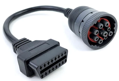 9Pin to OBD2 16Pin Adapter Universal Diagnose Heavy Duty Truck Scanner Cable 12" - Image 1 of 4