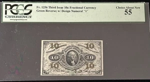 Fr#1256 10¢ 3rd Issue Fractional Currency, Green Rev. w/ Design No. “1”, PCGS 55 - Picture 1 of 4