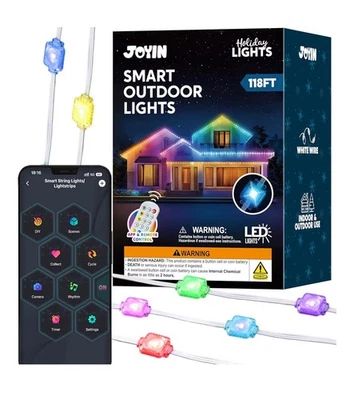 118ft Smart Outdoor Lights 72-LED Strip w/ App & Remote Waterproof Adhesive Back - Image 1 of 4