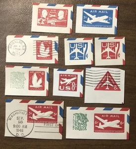 Estampillas de correo aéreo de Estados Unidos UC14/UC37 sobres postales cuadrados cortados como nuevas/usadas - Imagen 1 de 3