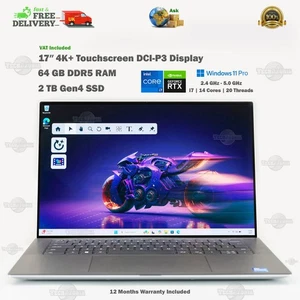 Dell XPS 9730 17″ 4K+ Touchscreen Laptop 64GB DDR5 RTX 4050 2TB SSD i7-13700H - Picture 1 of 20