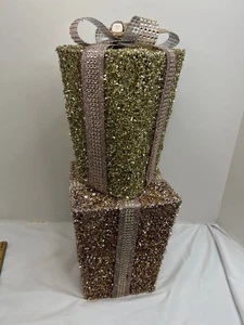 Christmas Present Decor 2 Presents Stacked Sparkly!! - Picture 1 of 7