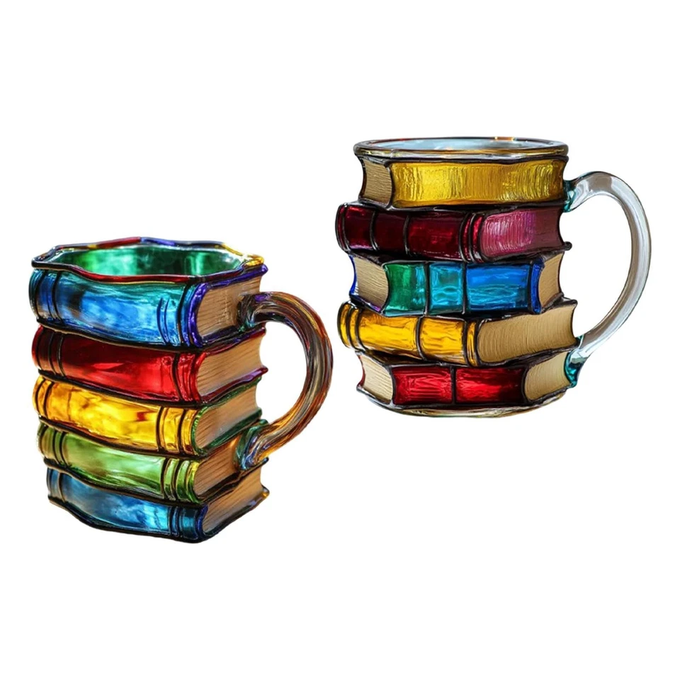 Tazza Da Caffè Impilabile, Tazza a Forma di Libro Dipinta, Tazza Da Caffè - Immagine 1 di 1