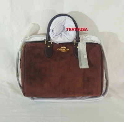 NWT Coach Rowan Large Satchel Bag Suede CCC79 Vintage Brown Authentic Packed - Image 1 of 4
