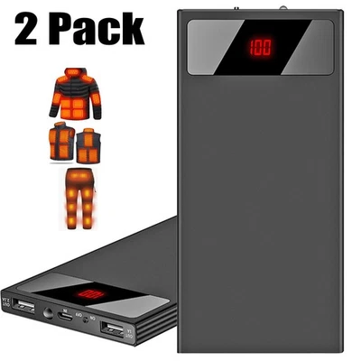2 PACOTES 20000mAh Power Bank para colete aquecido jaqueta cachecol carregador USB bateria - Imagem 1 de 4