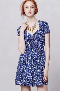 Mameluco Anthropologie Leifnotes Pétalos Dibujados Talla 0 Azul Marfil Floral Acanalado Nuevo - Imagen 1 de 9