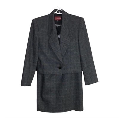 Conjunto de traje falda blazer vintage de mezcla de lana gris Sasson talla 8 Foto 1 de 4