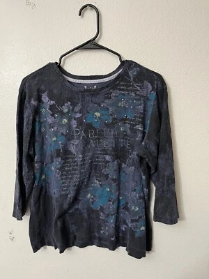 Nicole Miller Mujer Top Talla 2X Estampado Completo Manga 3/4 Estampado Completo Foto 1 de 4